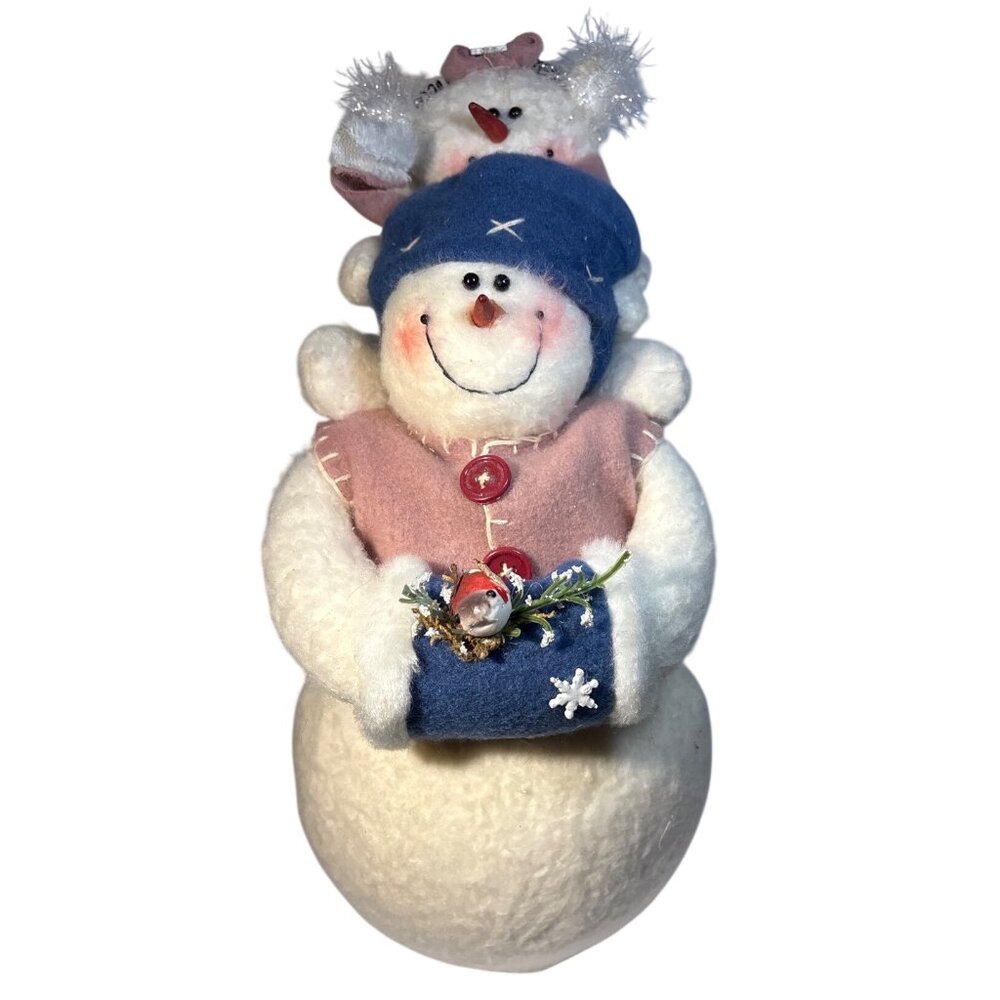 Country Lace Inc Snowwoman & Baby Figurine Plush Decor Bird Winter